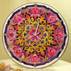 selyemmandala, mandala óra, selyemfestés
